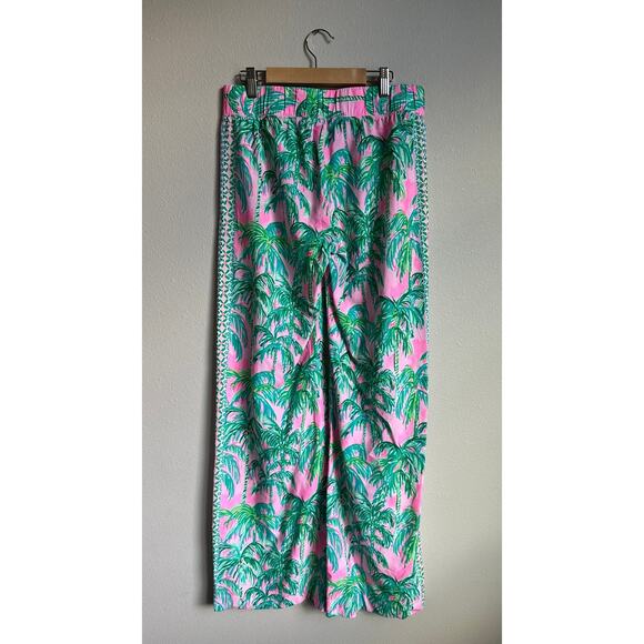 LILLY PULITZER Bal Harbour Print Wide Leg Pant in Suite Views Pink Blossom SZ M - Picture 3 of 7